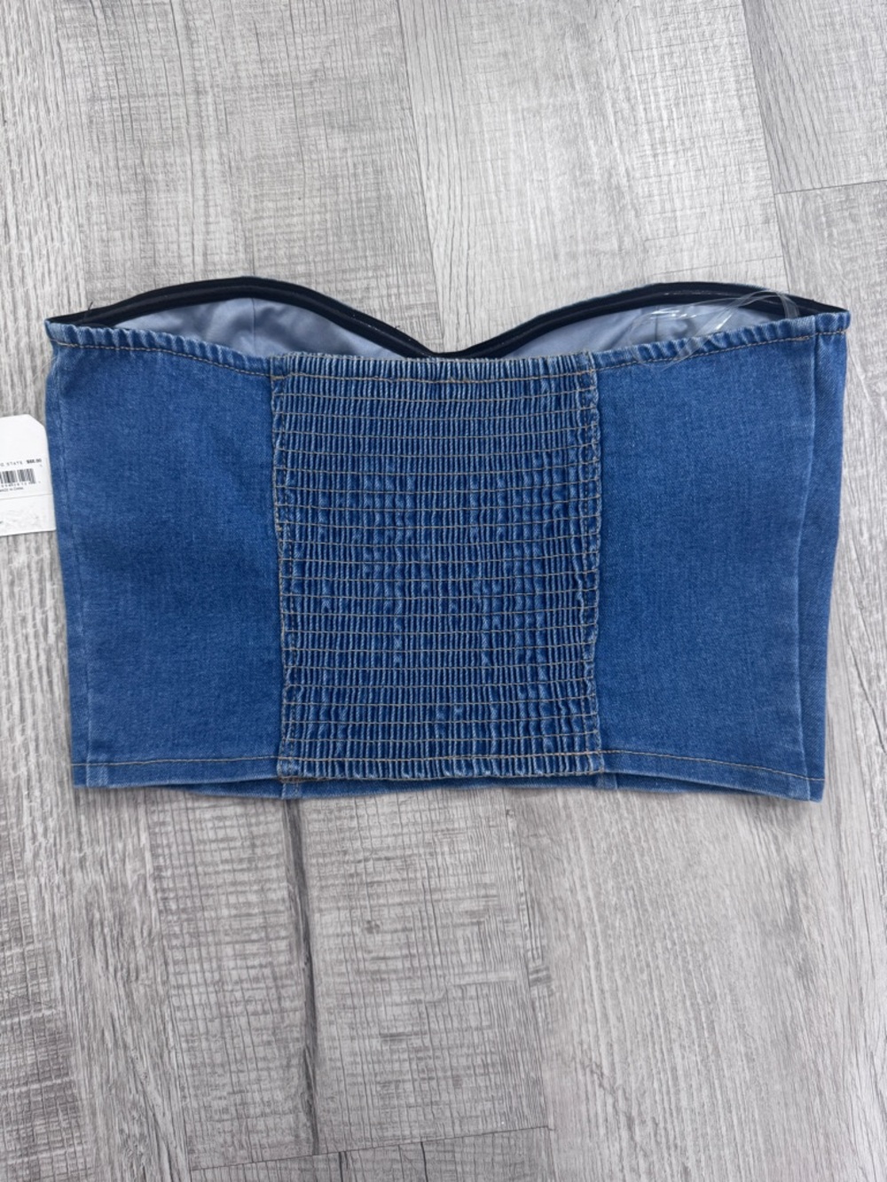 NWT Altar’d State Denim Corset Top Bustier Sz L Strapless Sweetheart MSRP $58 - Picture 3 of 10